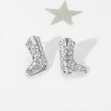 Stone Paved Western Cowboy Boot Stud Earrings