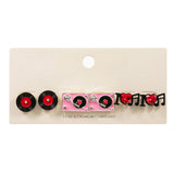 3PAIRS - Enamel Turn Table Music Stud Earring Set