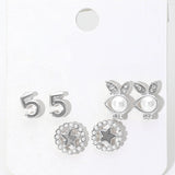 3Pairs - Pearl Playboy bunny star stud earrings