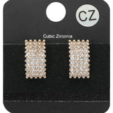 CZ Stone Paved Rectangle Evening Stud Earrings