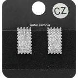 CZ Stone Paved Rectangle Evening Stud Earrings