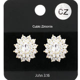 Cubic Zirconia Floral Crystal Stud Evening Earrings