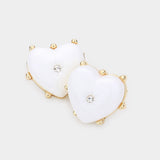Rhinestone Centered Resin Heart Stud Earrings