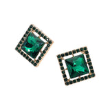Square Cut Gemstone Framed Evening Stud Earrings
