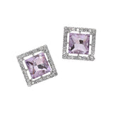 Square Cut Gemstone Framed Evening Stud Earrings