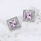 Square Cut Gemstone Framed Evening Stud Earrings