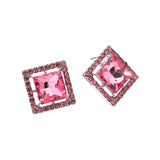 Square Cut Gemstone Framed Evening Stud Earrings