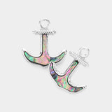 Abalone Anchor Stud Earrings