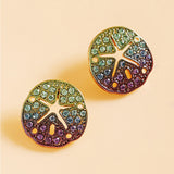 Ombre Stone Paved Sand Dollar Stud Earrings