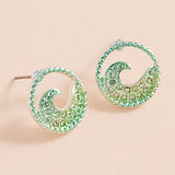 Stone Paved Colored Metal Wave Stud Earrings
