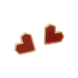 14K Gold Plated Heart Stud Earrings