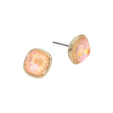 Cushion-cut Faceted Iridescent Stone Stud Earrings