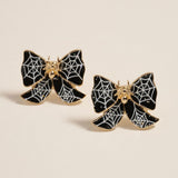 Halloween Spider Web Bow Stud Earrings