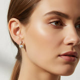 Gold Dipped CZ Halo Teardrop Stud Earrings
