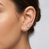 3Pairs - 14K Gold Dipped CZ Mini Round Stud Earring Set
