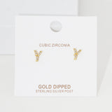 -Y- Cubic Zirconia Initial Monogram Stud Earrings