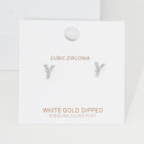 -Y- Cubic Zirconia Initial Initial Monogram Stud Earrings