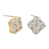 Gold Dipped CZ Quatrefoil Stud Earrings