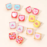 XOXO Message Heart Square Cushion Stud Earrings