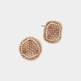 Rhinestone Cluster Crushed Round Stud Earrings