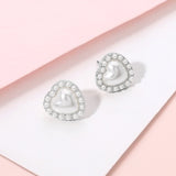 Pearl Heart Stud Earrings