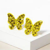 Rhinestone Paved Butterfly Stud Earrings