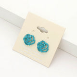 Crystal Pave Flower Stud Earrings