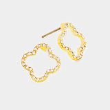 Stone Trimmed Quatrefoil Clover Stud Earrings