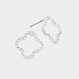 Stone Trimmed Quatrefoil Clover Stud Earrings