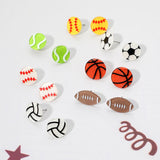 Glitter Resin Baseball Stud Earrings