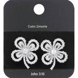 CZ Stone Paved Clover Stud Earrings