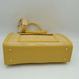 Woven Tweed Structured Laptop Tote Bag with Front Slip Pocket and Crossbody Strap