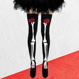 Rose Flower Skull Skeleton Halloween Costume Tight High Stockings