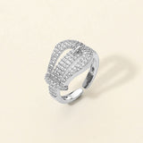 CZ Pave Sculptural Accent Statement Ring