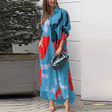 Loose Brushstroke Print Dress - AfterAmour