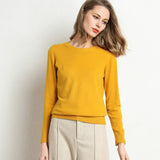 Women's Slim O-Neck Cashmere Wool Blend Sweater