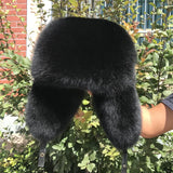 Full Oversized Fox Fur Trapper Hat - AfterAmour