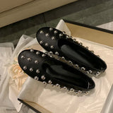 Studded Leather Flats - AfterAmour