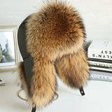 Oversized Fox Fur Leather Trapper Hat - AfterAmour