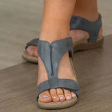 Leather Solid Color Sandals - AfterAmour
