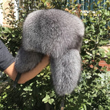 Full Oversized Fox Fur Trapper Hat - AfterAmour