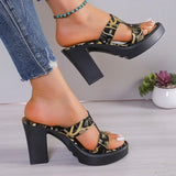 Midnight Sketch Strappy Block Heels - AfterAmour