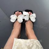 Butterfly Slipper Square Toe Sandal Heels
