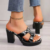 Midnight Sketch Strappy Block Heels - AfterAmour