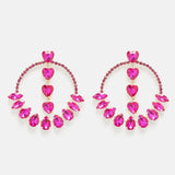 Pink Crystal Heart Hoop Earrings - AfterAmour