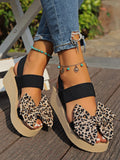 Leopard Print Bow Wedges - AfterAmour
