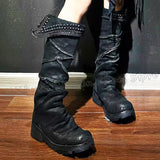 Rugged Leather Rivet Boots