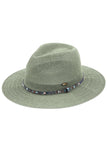 C.C Women's Multi Thread Rhinestone Trim Band Panama Hat
