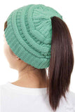 C.C Solid Color Ponytail Messy Bun Beanie