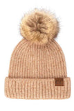 C.C Classic Rib Beanie With Faux Fur Pom